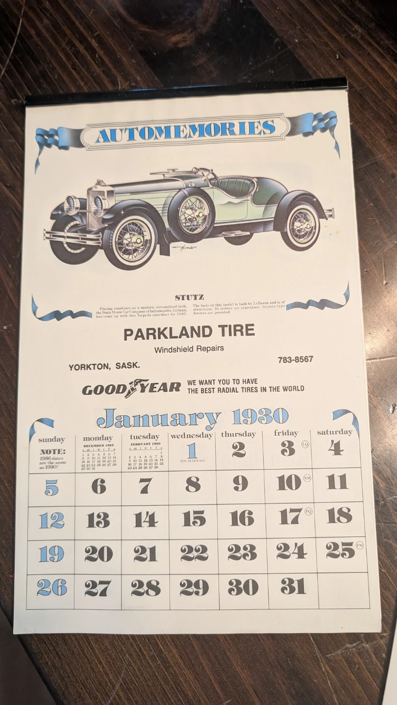 Automemories Calendars - date ranges of 1918-1931 - photo 2