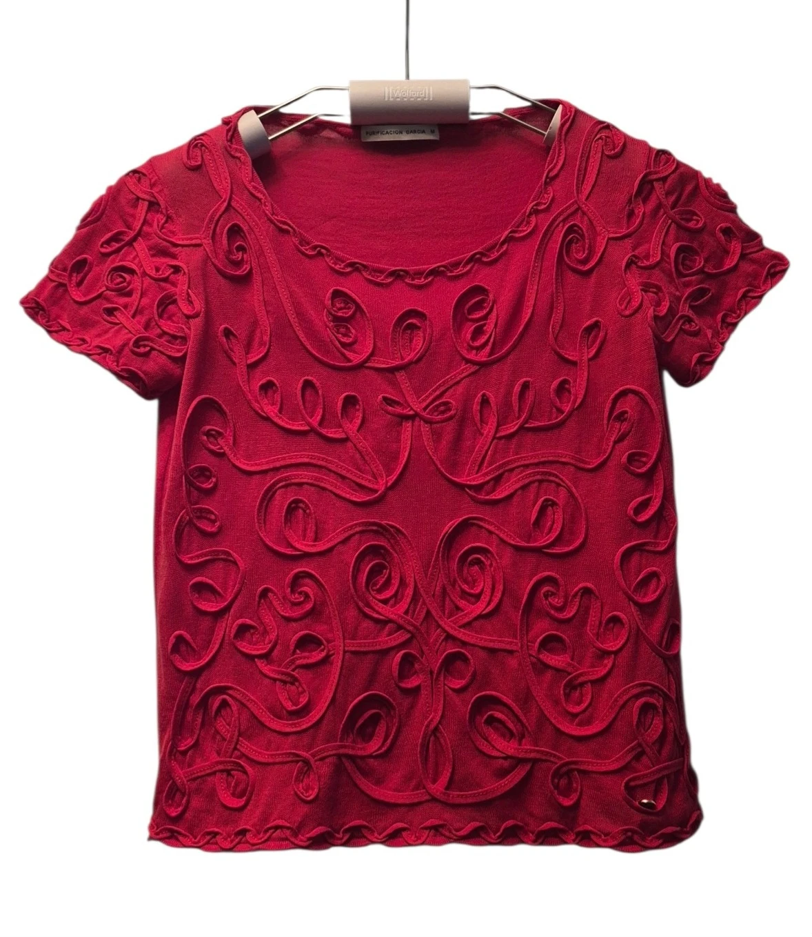 Purificacion Garcia Red Embellished Short Sleeve Top - photo 2