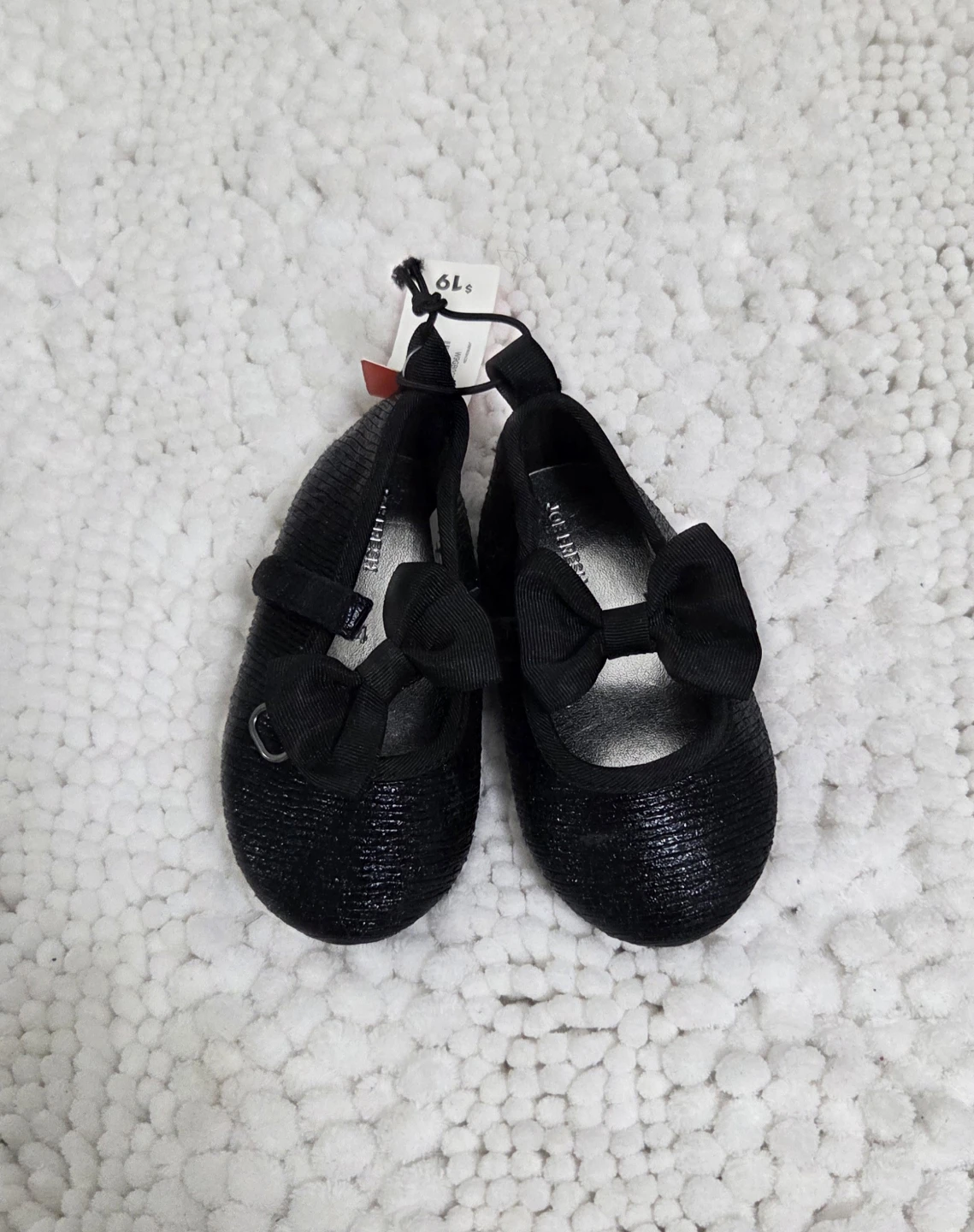 Black Sparkle Mary Jane Flats with Bows
