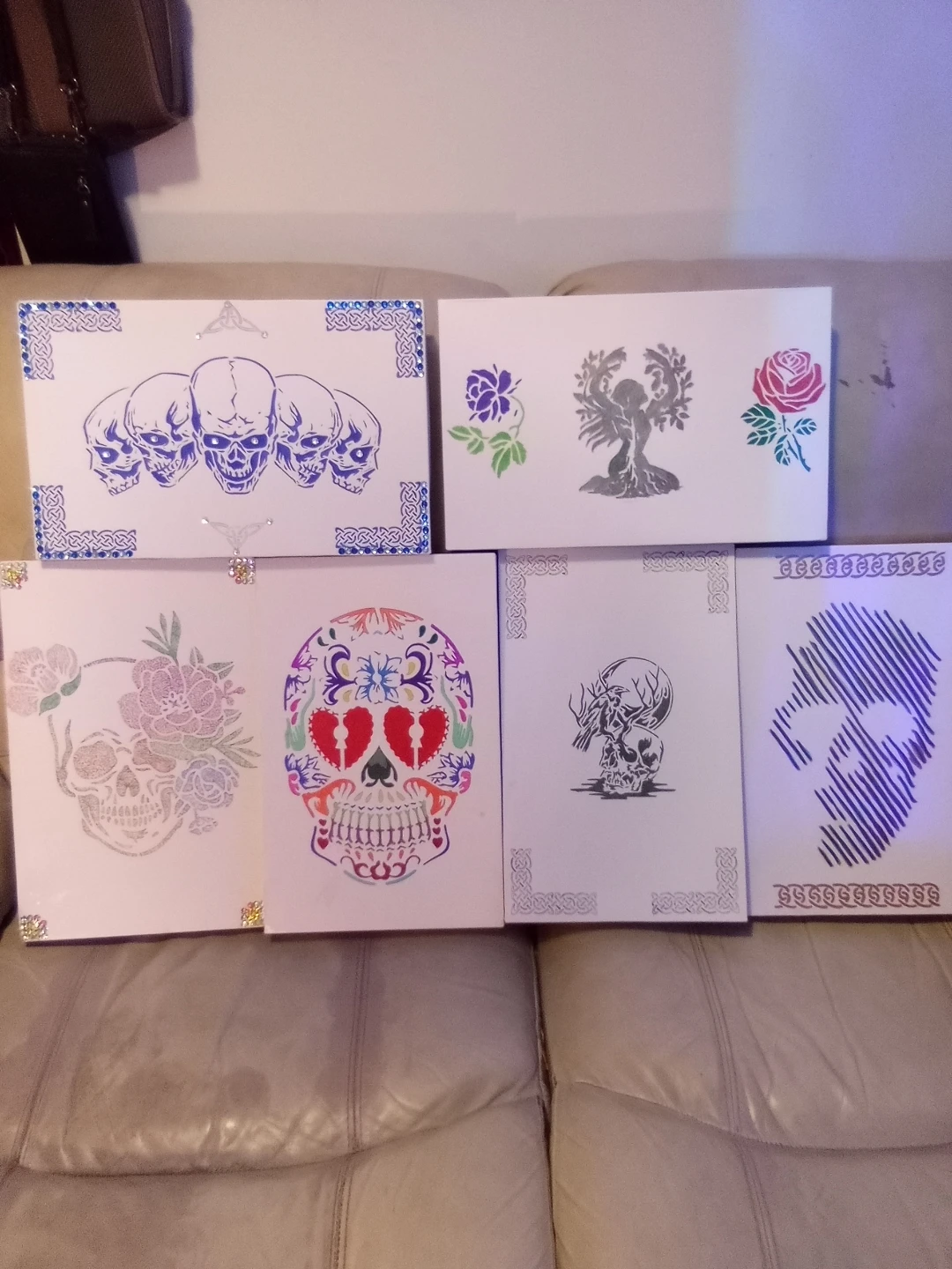 Set of 6 Decorative Skull Art gift boxes