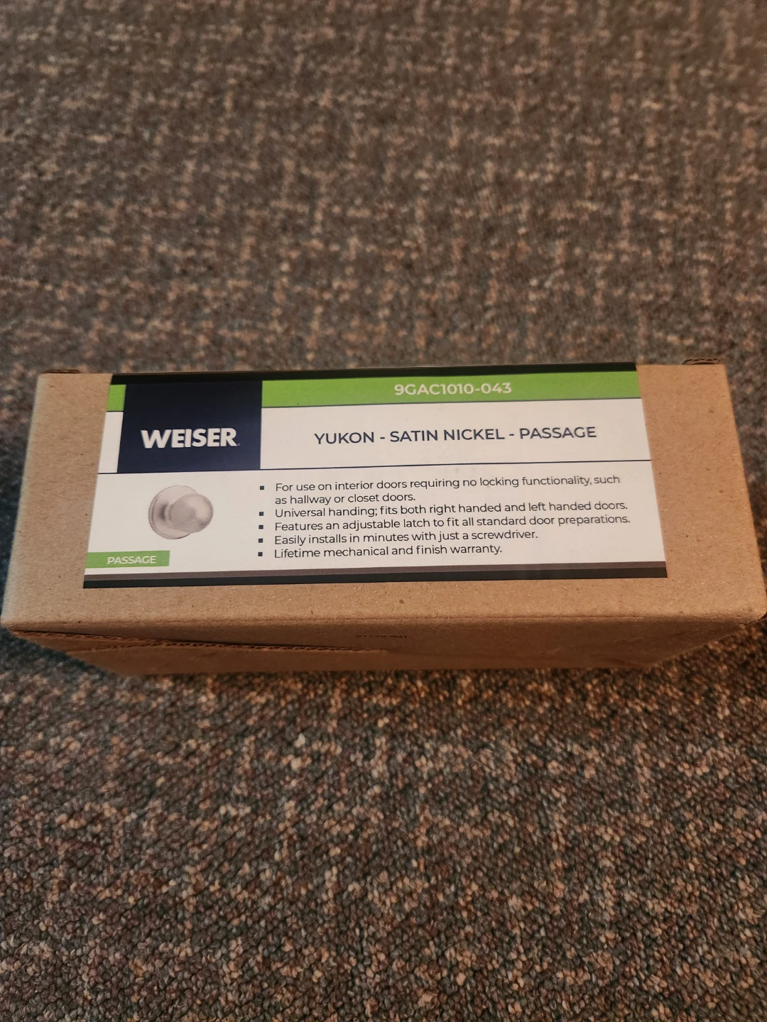 Weiser Yukon Satin Nickel Passage Door Knob - photo 3