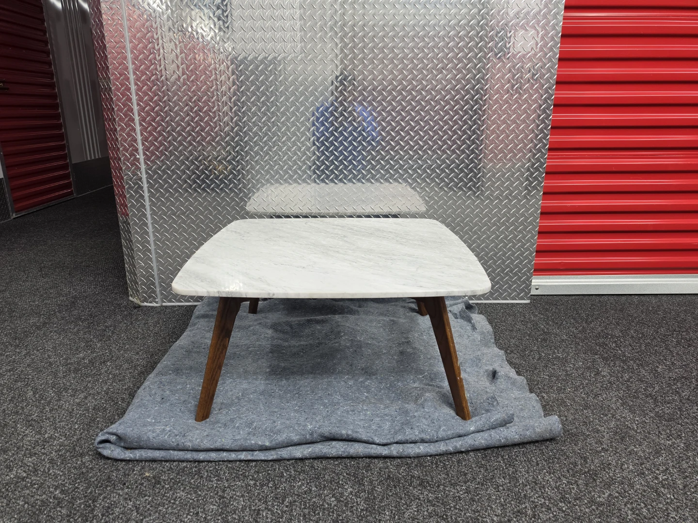 Marble Top Coffee Table with Wood Legs