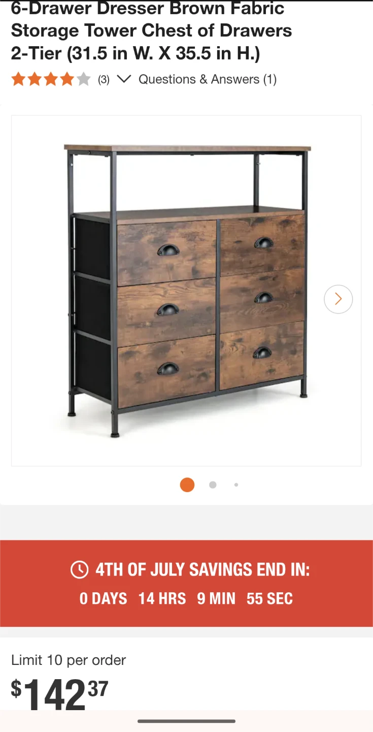 MOVING SALE: 6-Drawer Fabric Storage Dresser - photo 3