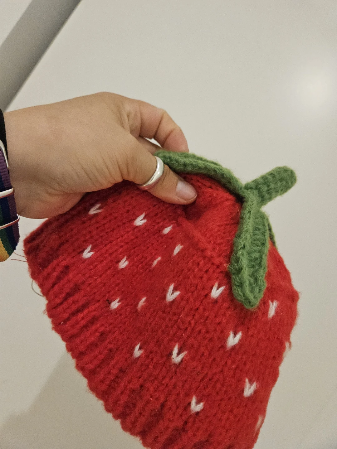 Hand-knit Strawberry Hat