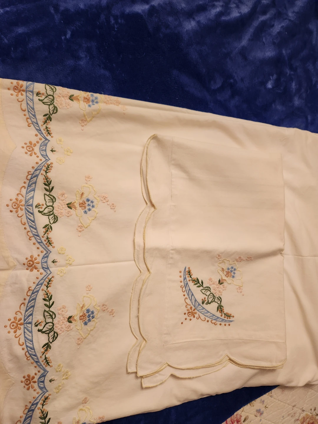 Embroidered Pillowcase and top sheet