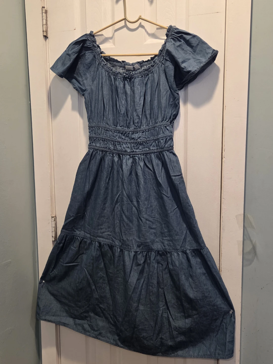 GAP Kids Denim Off-the-Shoulder Dress