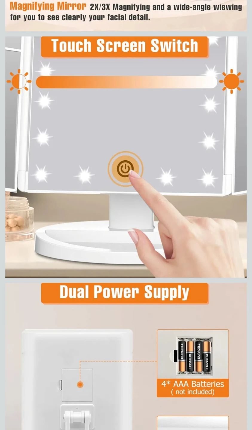 21 LED Lights Makeup Mirror with Magnification - photo 2