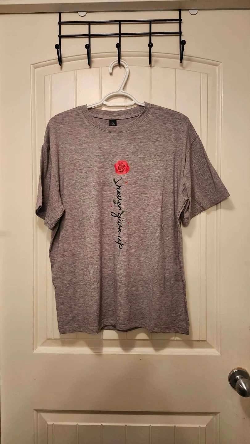 Grey T-Shirt with Rose Graphic