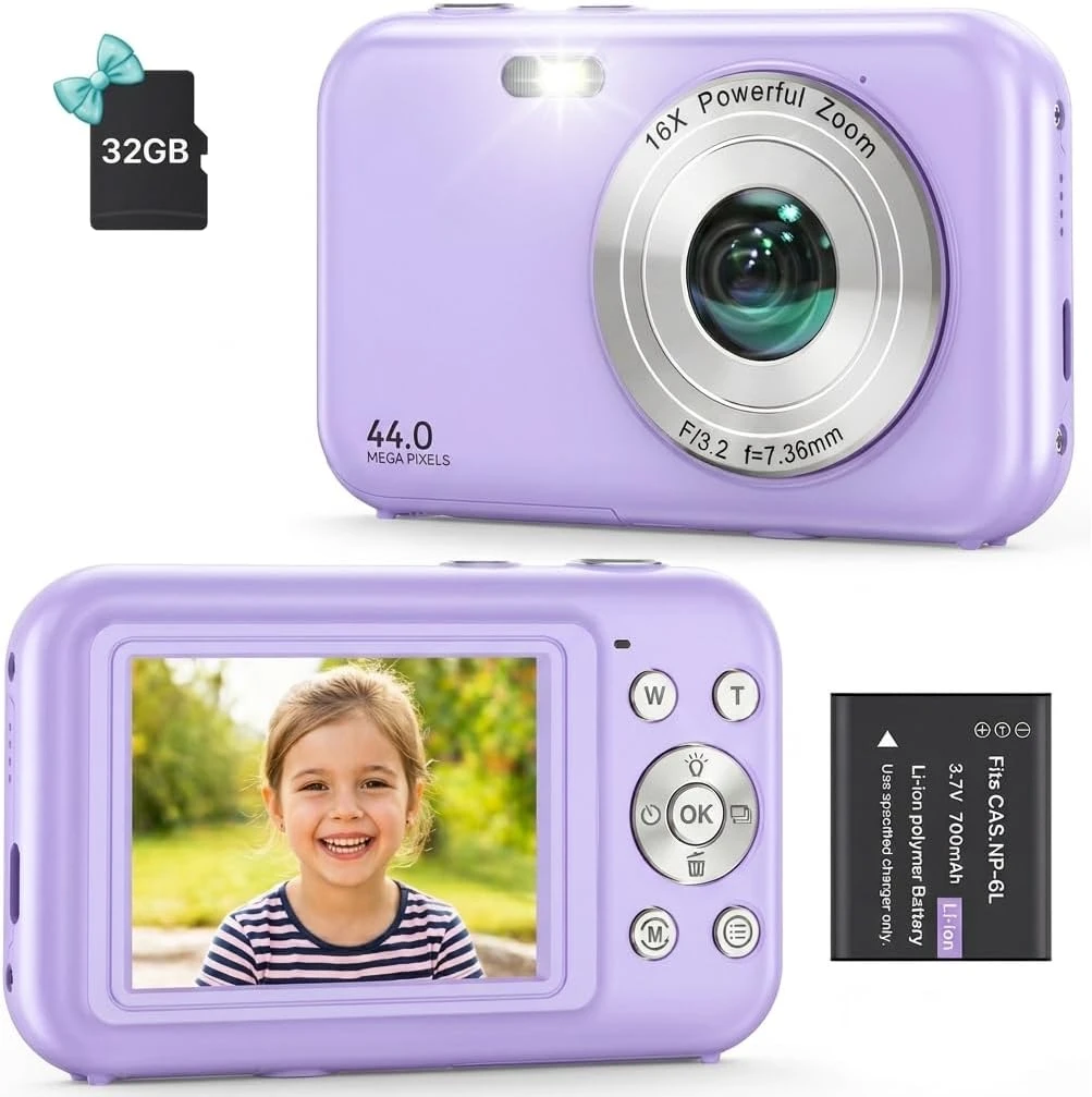 NEW 1080P Digital Camera with 32GB Cards - Purple