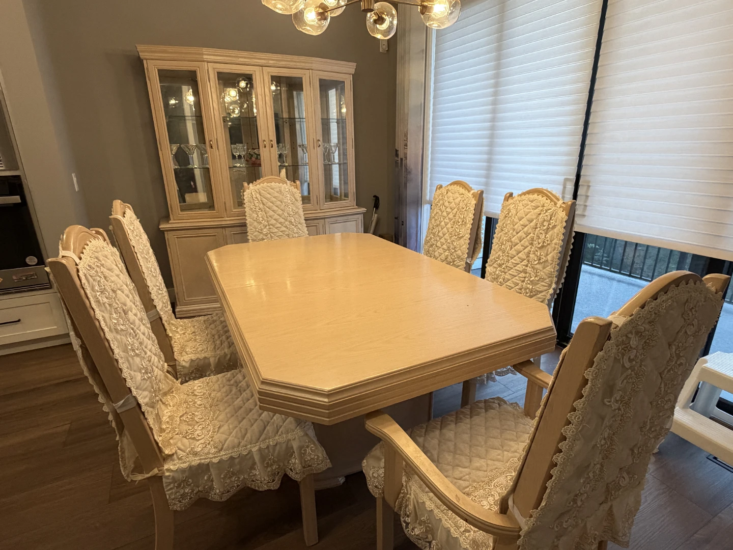 Dining Table and Chairs Set with Hutch