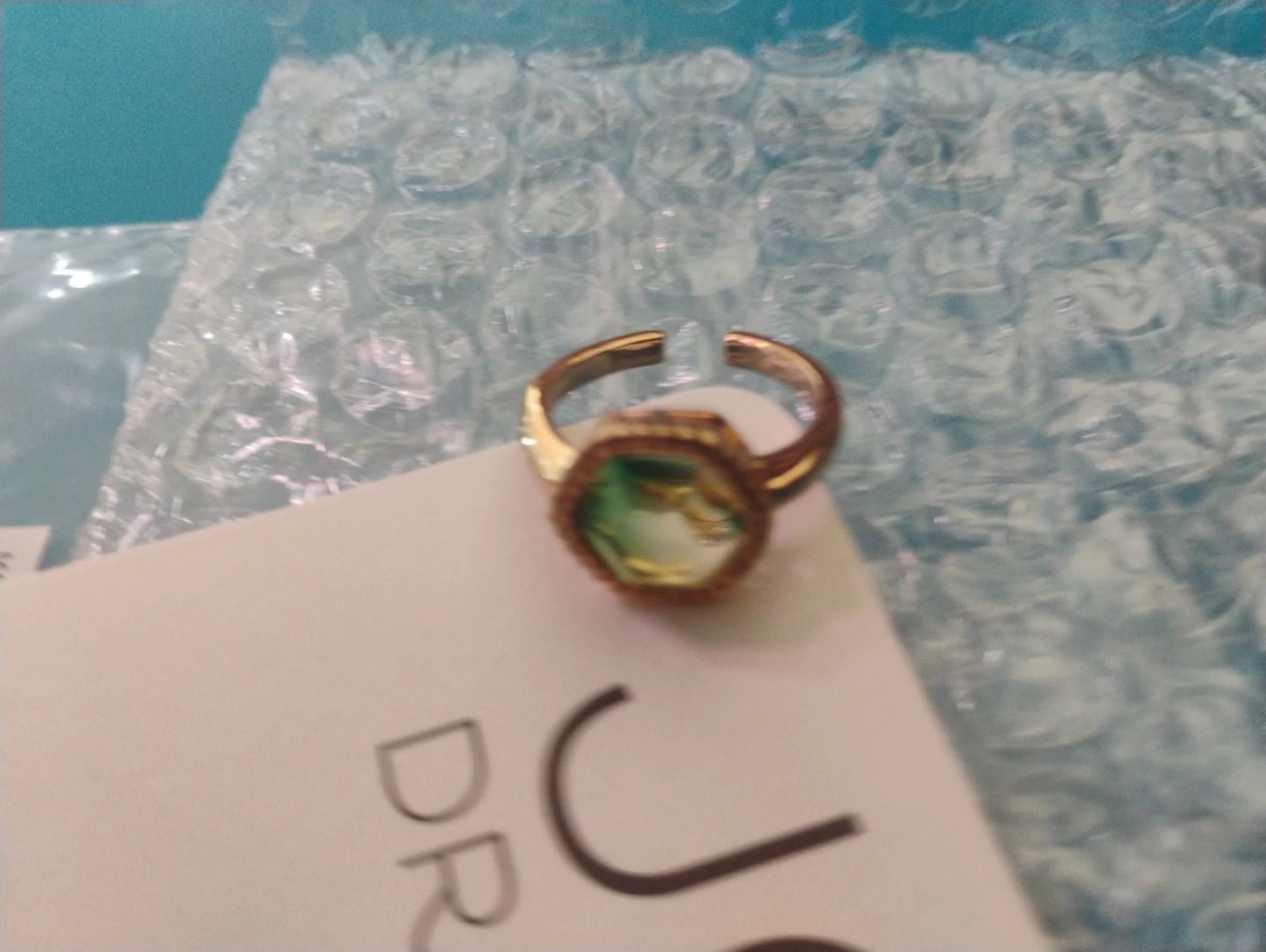 Joy Dravecky Chloe Ring Green Cubic Zirconia Gold Plated - photo 2