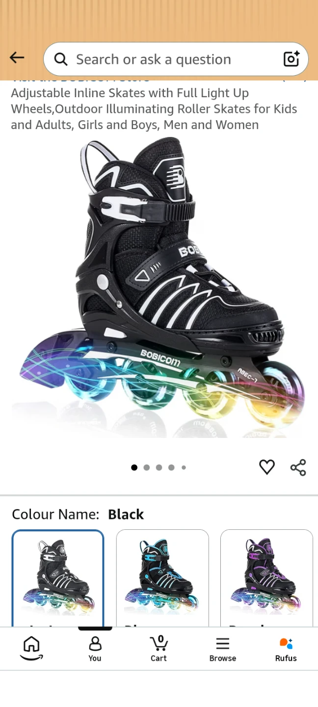 Kid Adjustable Inline Skates - Black light up wheels - photo 2