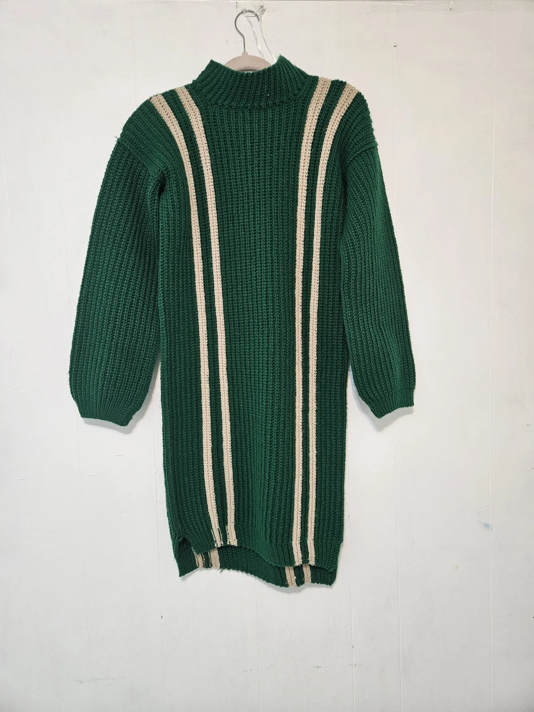 Cozy Handmade Ribbed Mock-Neck Sweater  (100% Wool)