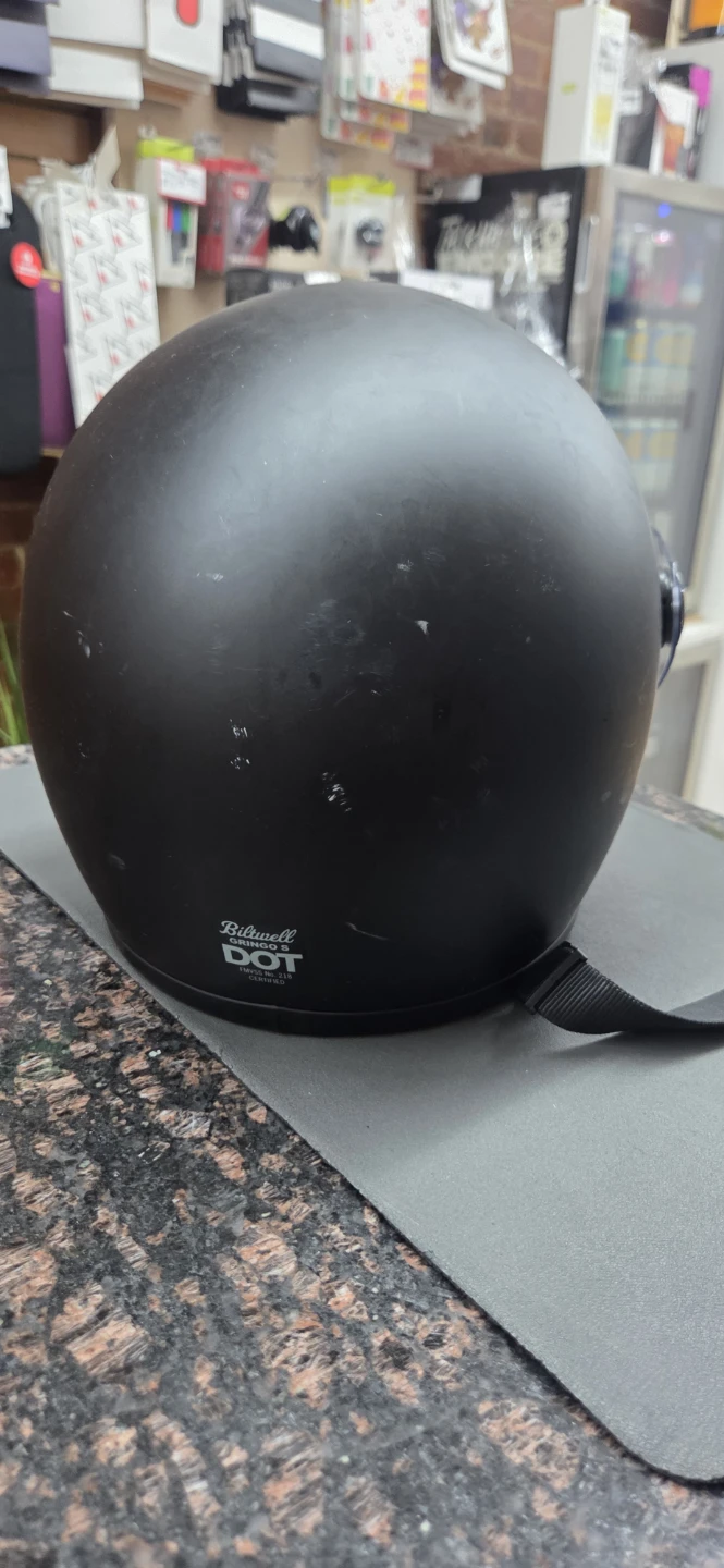 Black Biltwell Motorcycle Helmet with Clear Visor - Size Medium