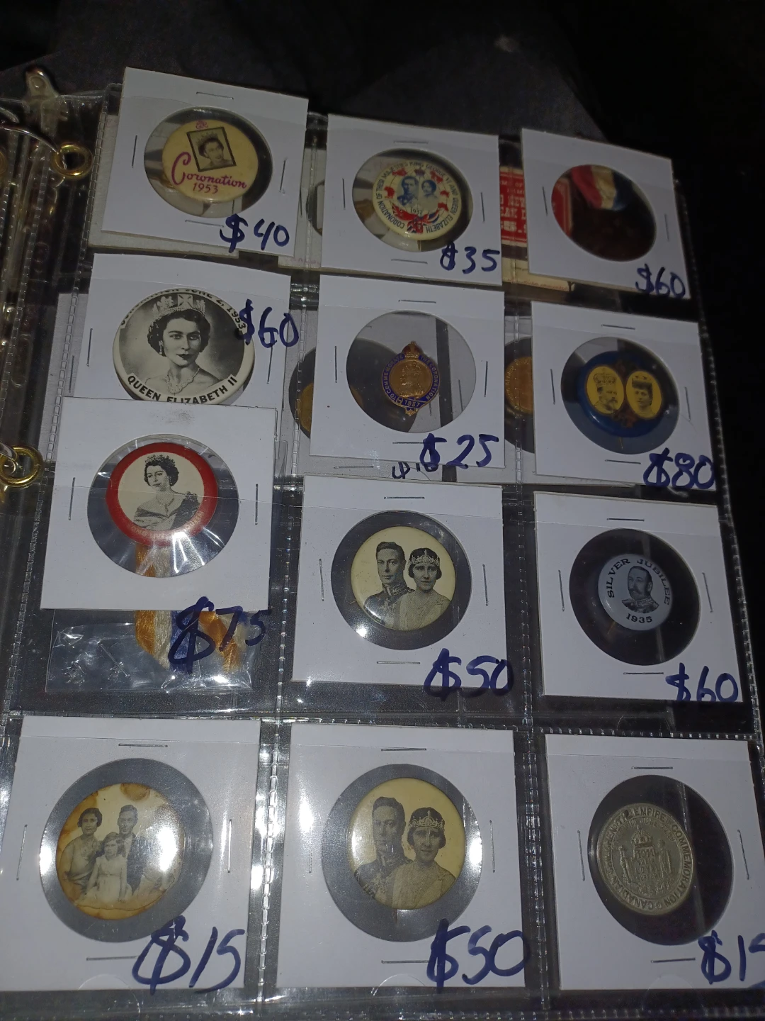 King and queen Coronation Pins some Hard To Find