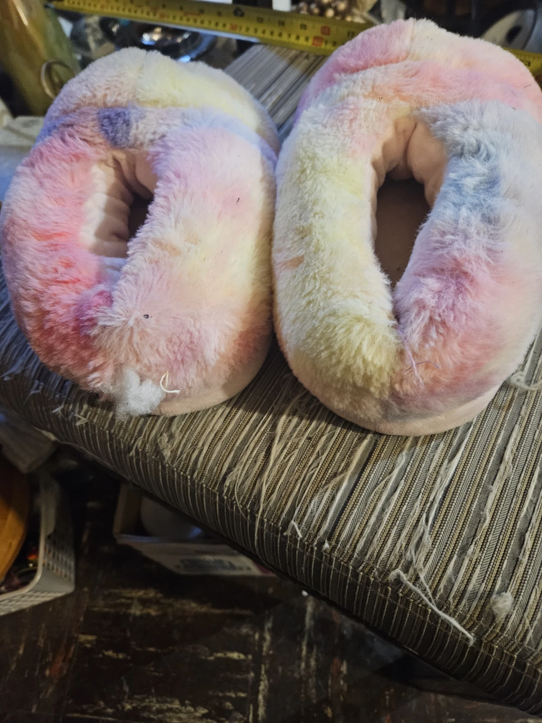 Tie-Dye Plush Slippers with Butterfly Embroidery - photo 4