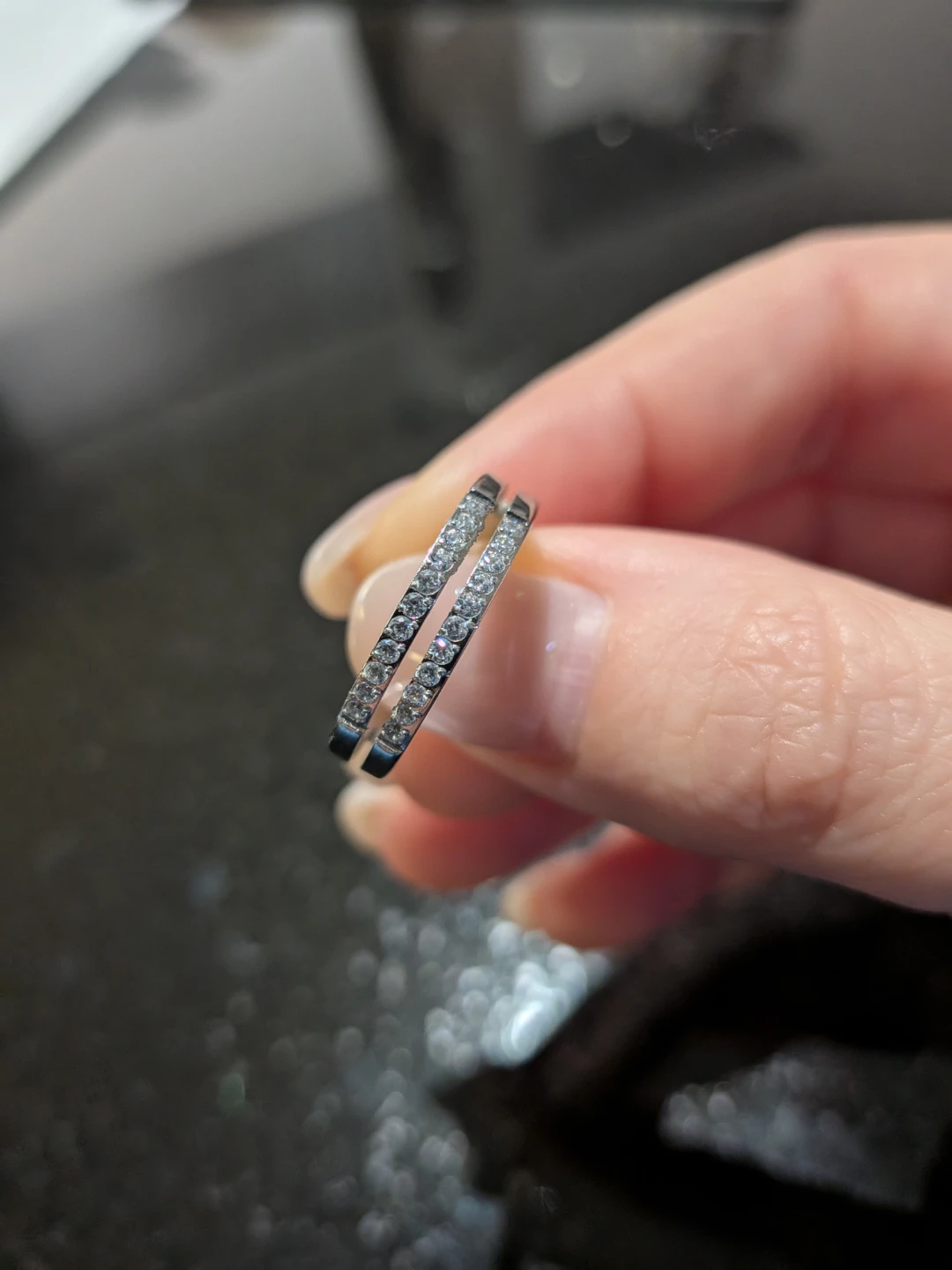 Size 7 Silver Split Pave Ring