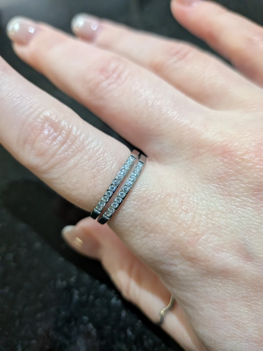 Size 7 Silver Split Pave Ring - photo 2