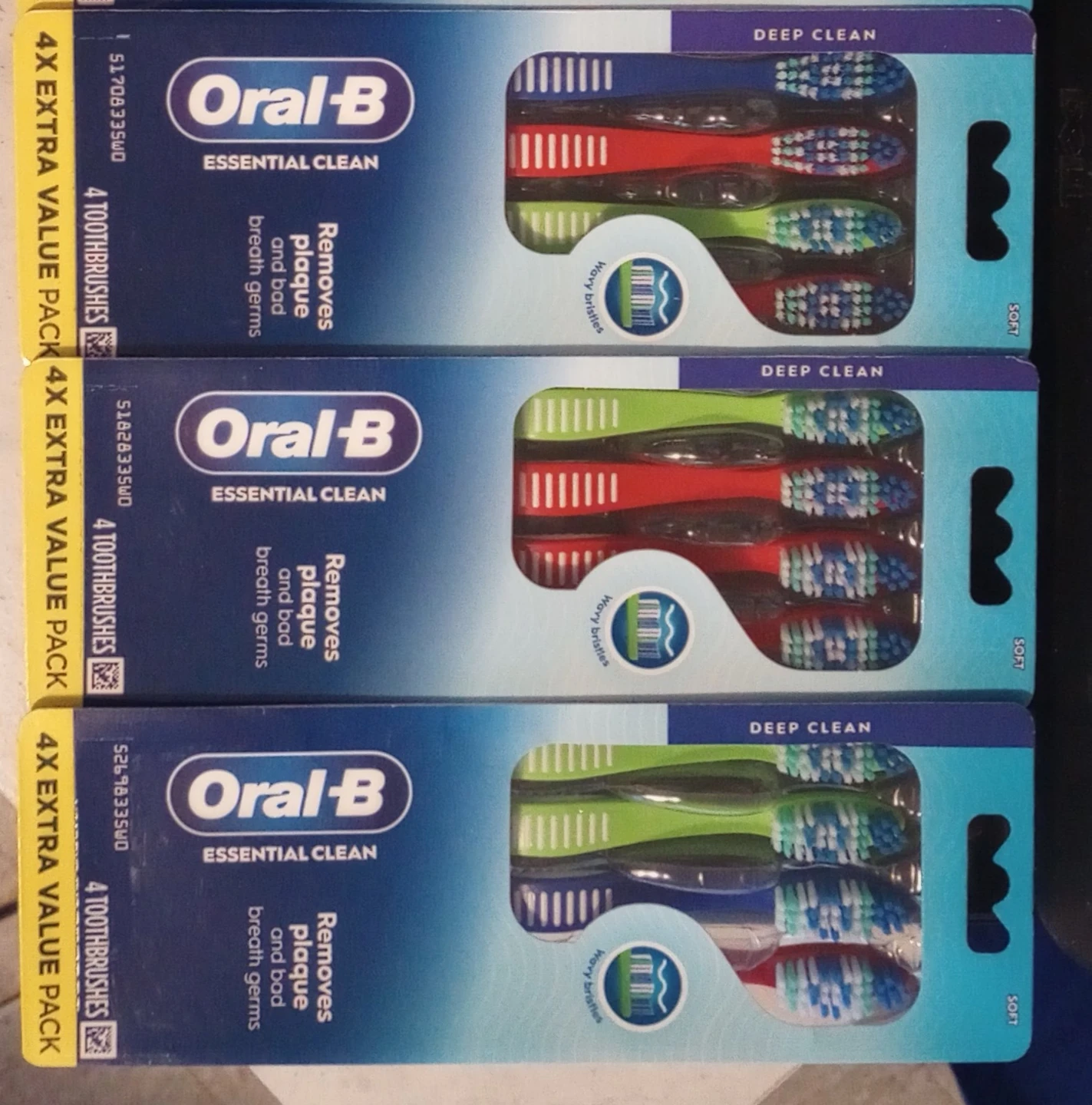 Oral-B toothbrushes (4-packs) - 3 packs for $15