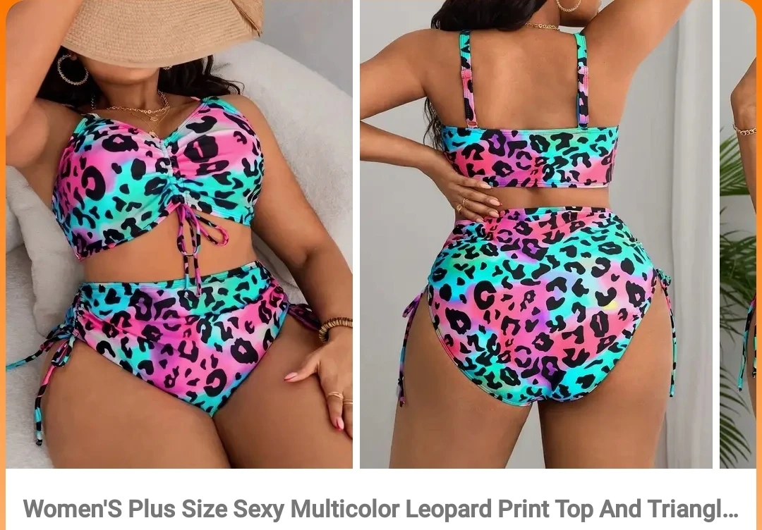 Women's Plus Size Multicolor Leopard Print Bikini