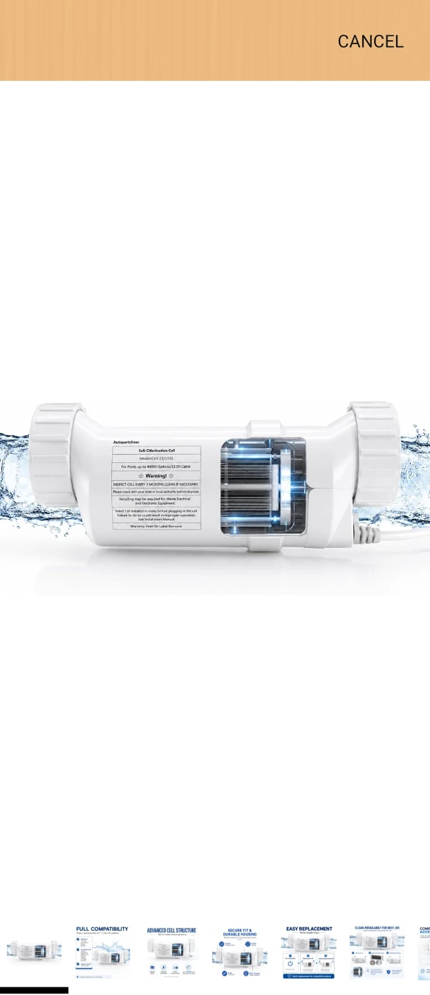 Replacement Salt Chlorinator Cell for Hayward T-CELL-15 Systems