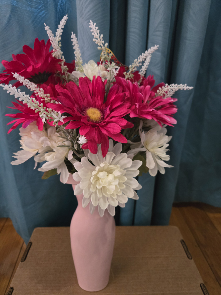 Artificial Flower Arrangement with Pink Vase