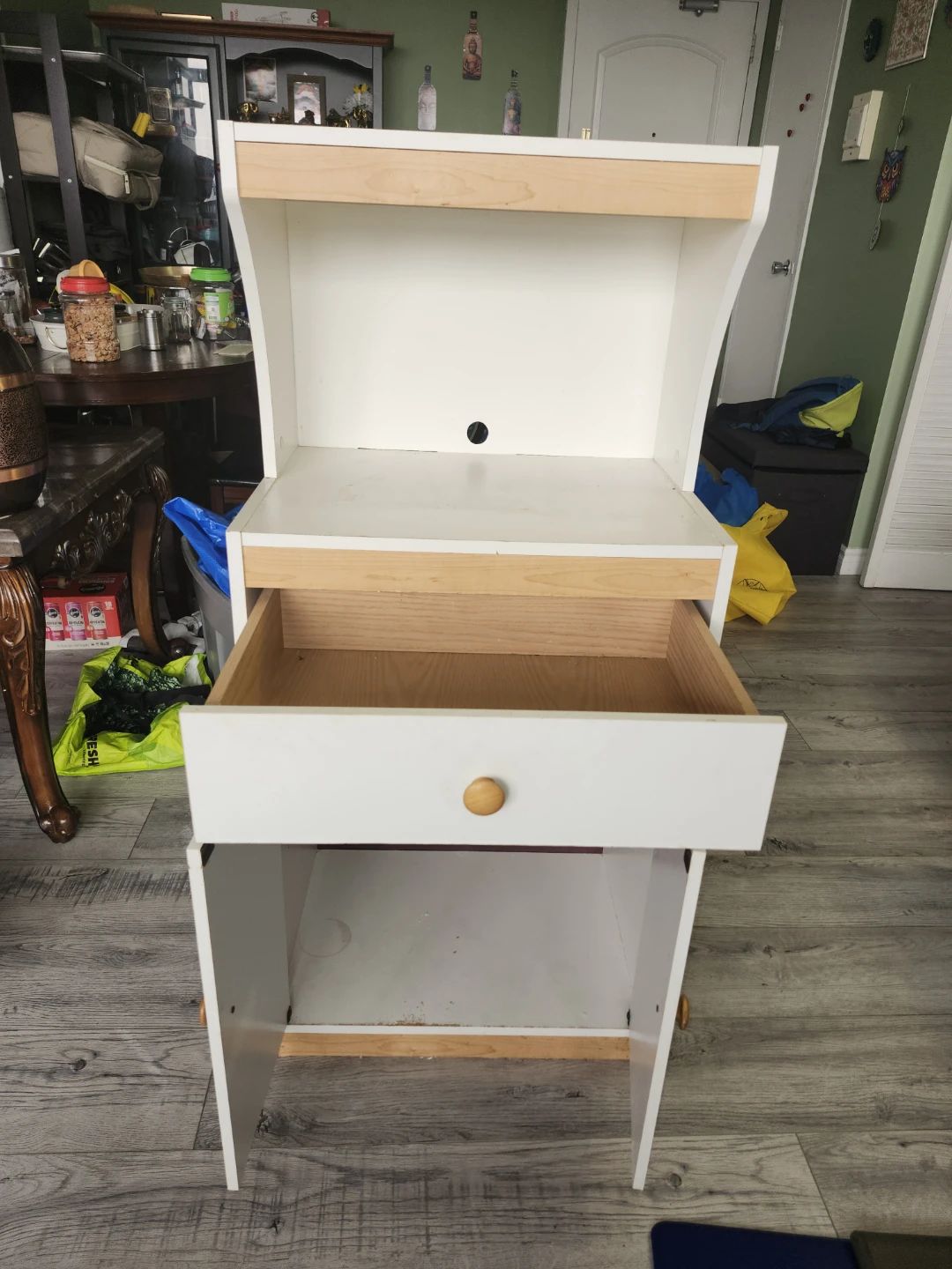 White Kitchen Baker's Rack with Drawer and Cabinets - photo 2