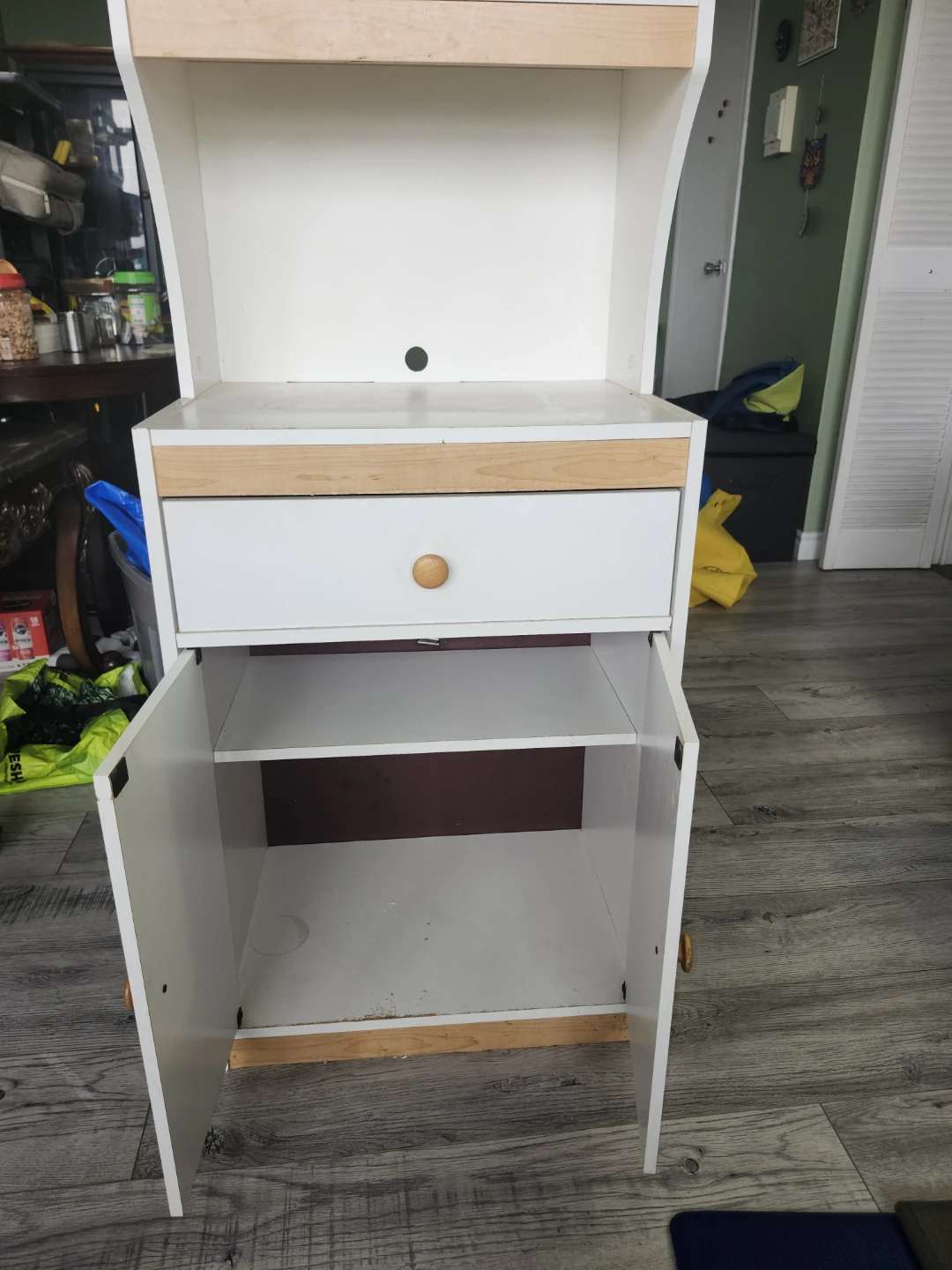 White Kitchen Baker's Rack with Drawer and Cabinets - photo 3