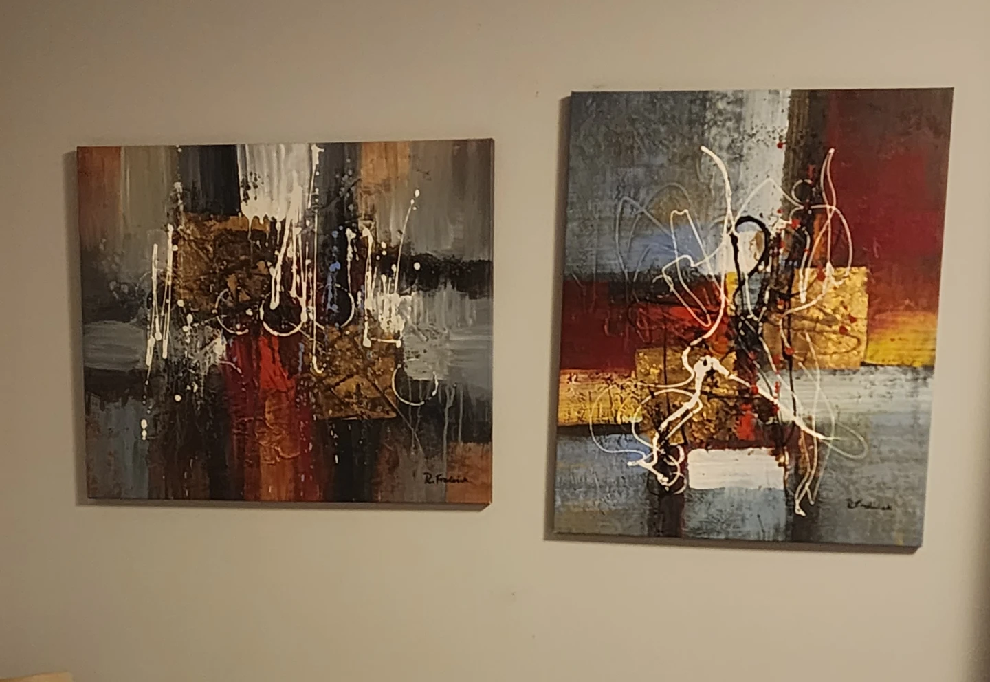 Set of 2 Abstract Wall Art Paintings