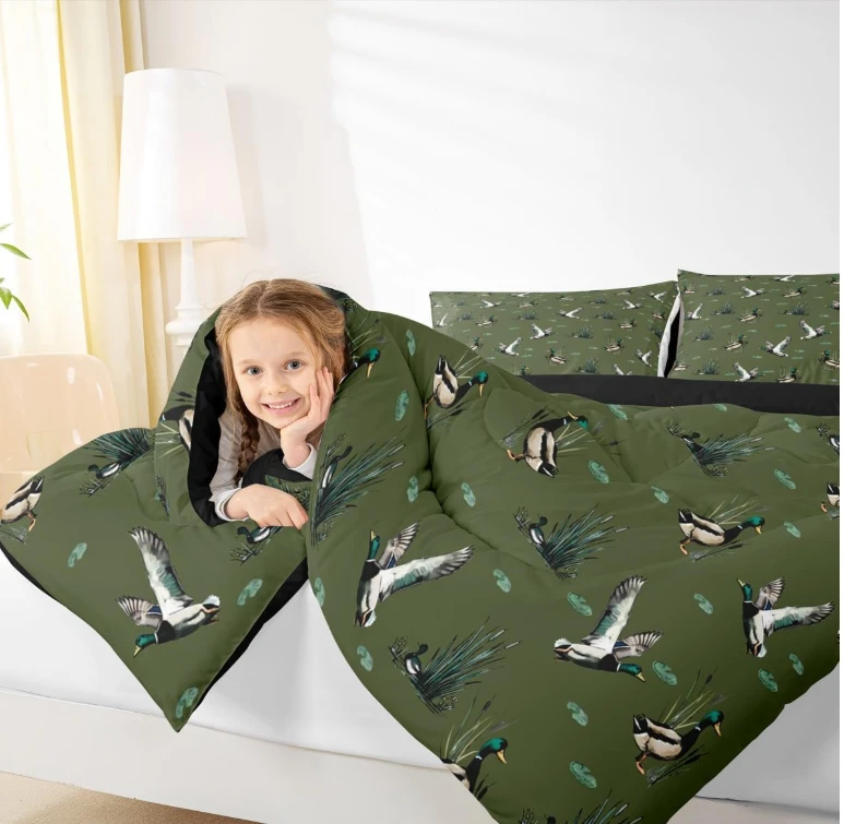 Queen Mallard Duck Comforter Set - Green - photo 3