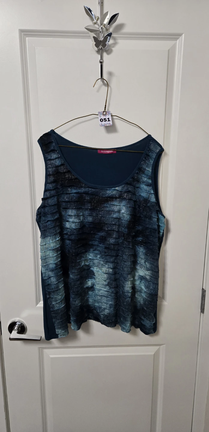 2X Teal Blue Textured Tank Top