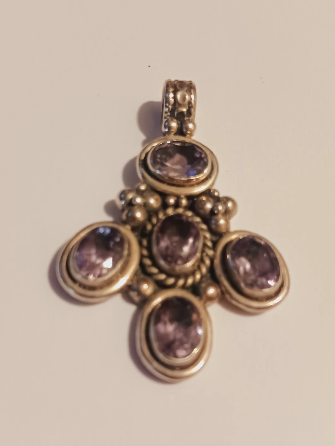 Gorgeous Sterling Silver 925 Stamped Amethyst Stone Pendant - photo 3