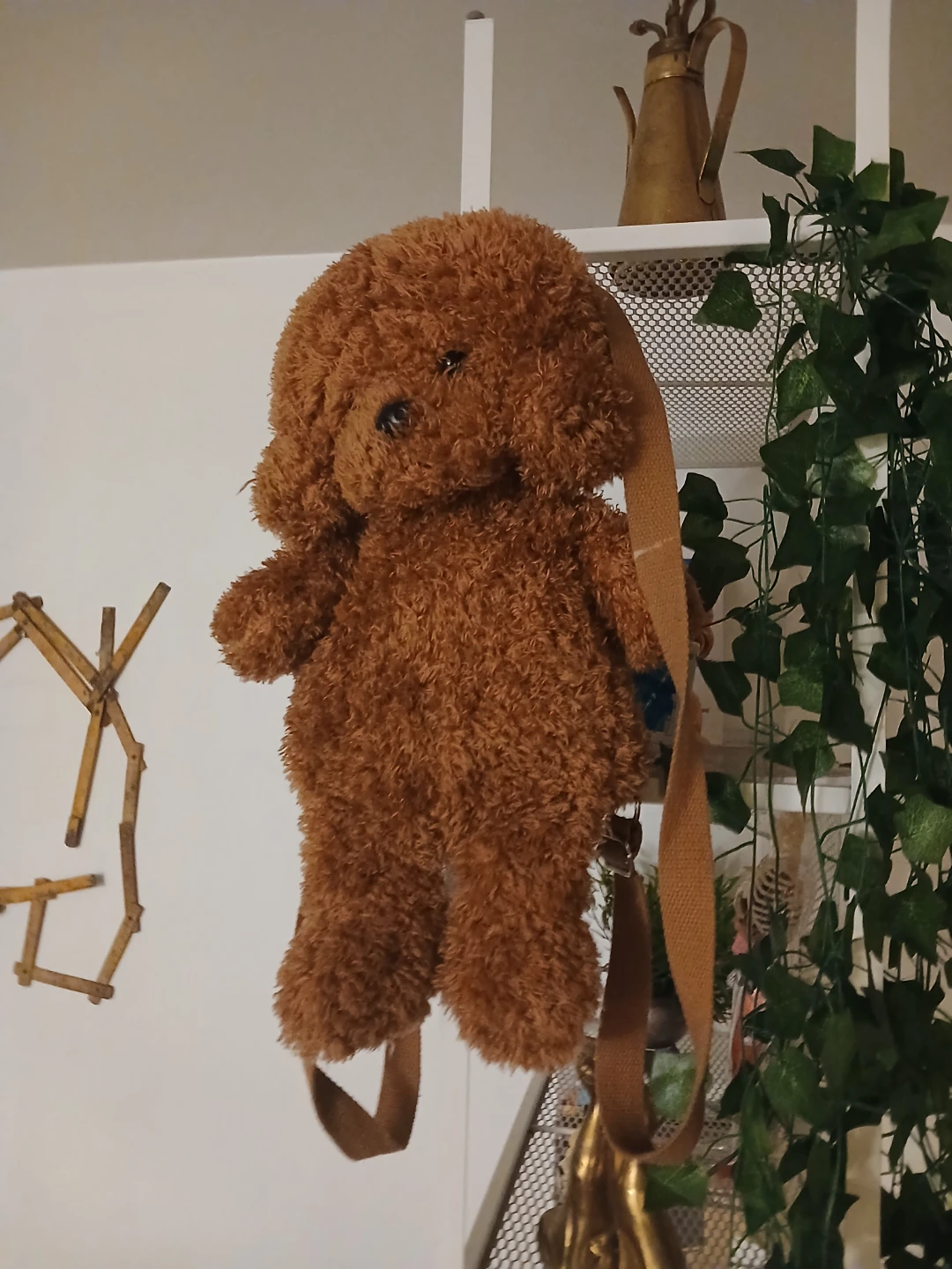 Brown teddy bear plush bag