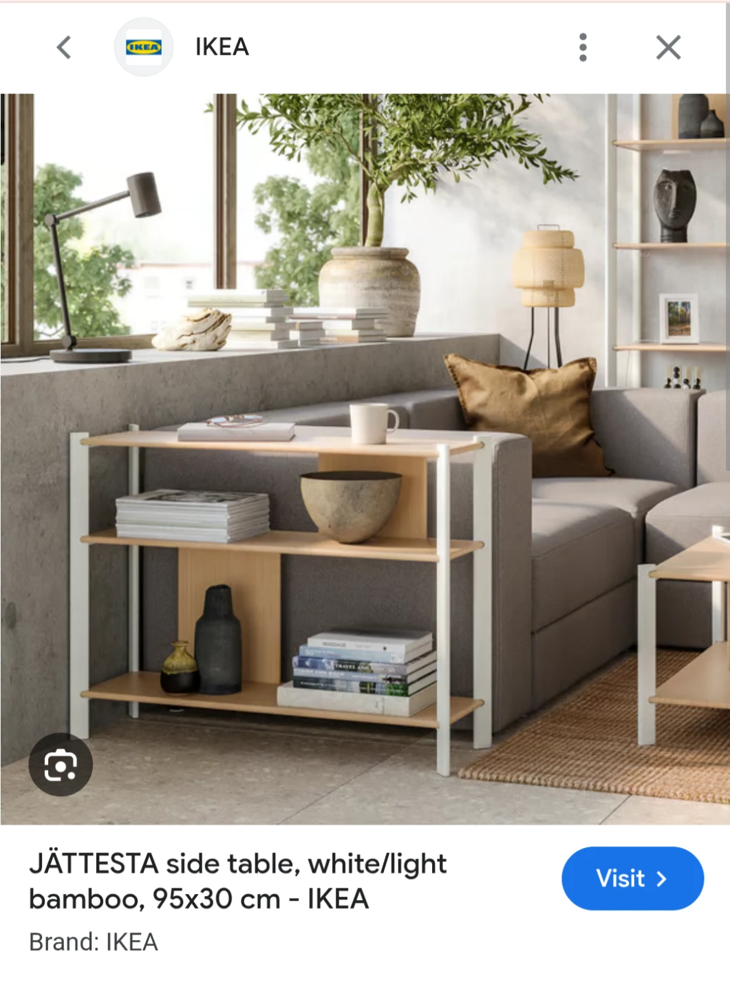 IKEA JÄTTESTA Side Table White/Light Bamboo 95x30 cm - photo 2