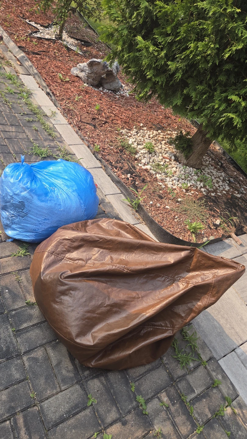 Large Brown Faux Leather Bean Bag Chair