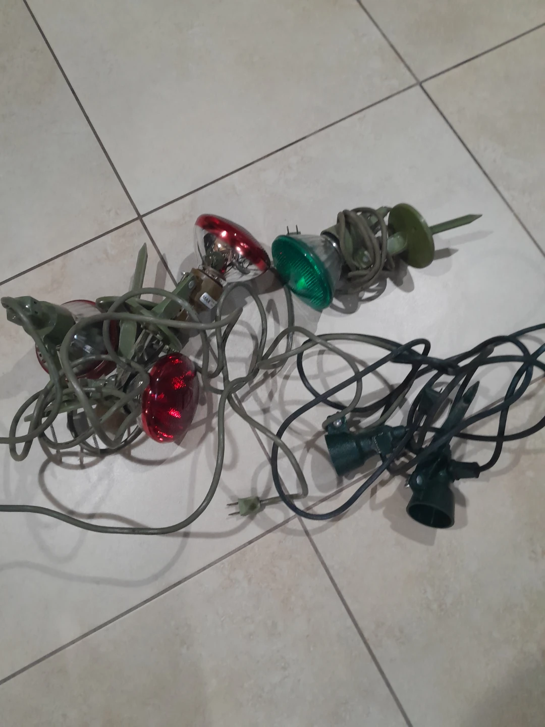 Outdoor Landscape Lights with Red and Green Bulbs