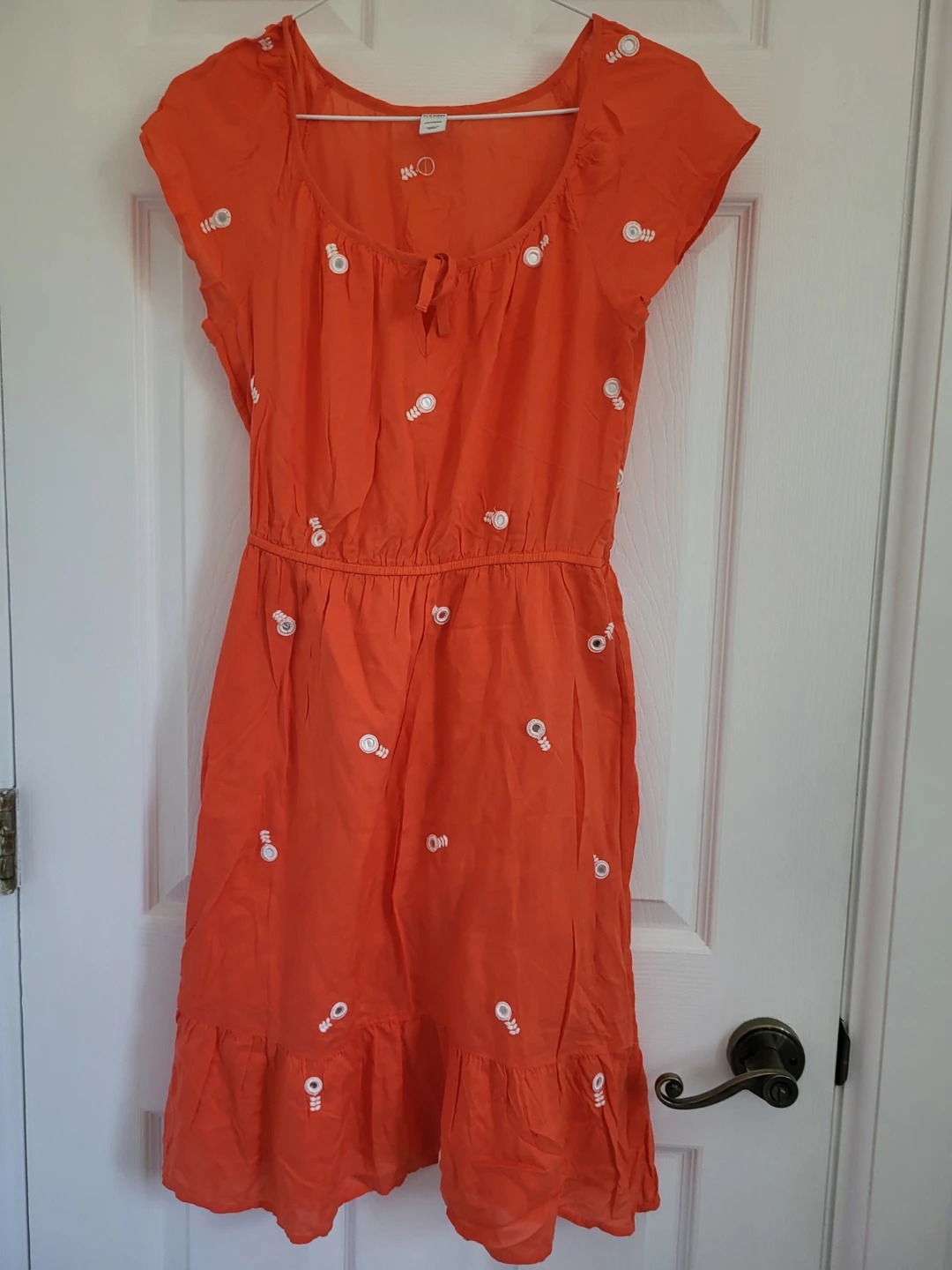 Old Navy Orange Dress with White Embroidery - XS