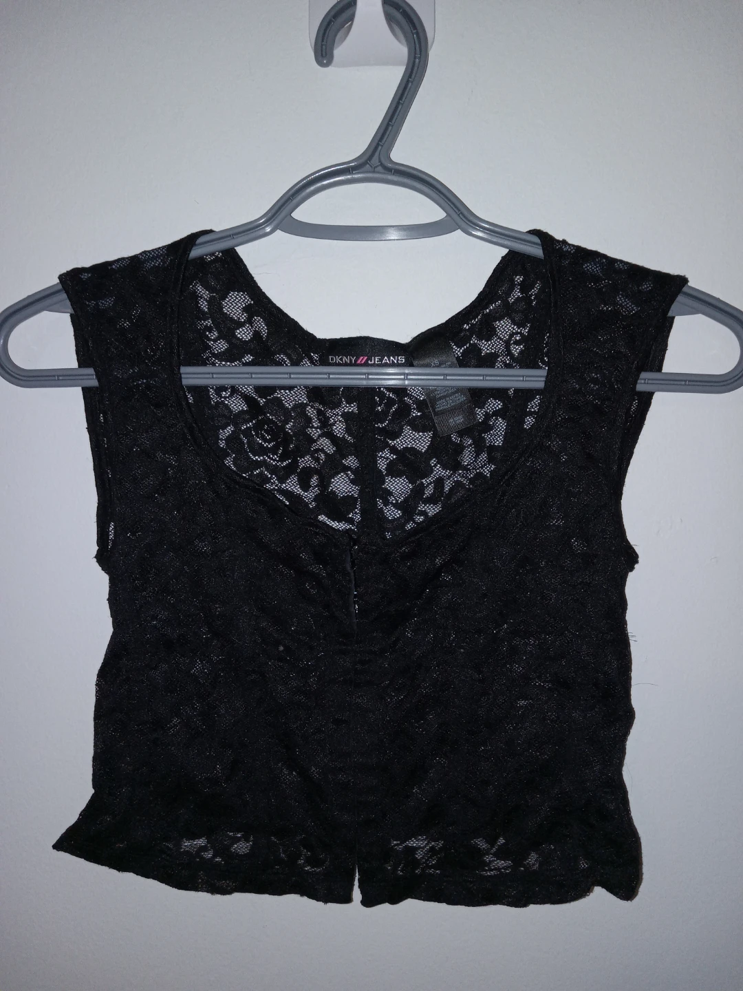 DKNY Jeans Black Lace Crop Top XS