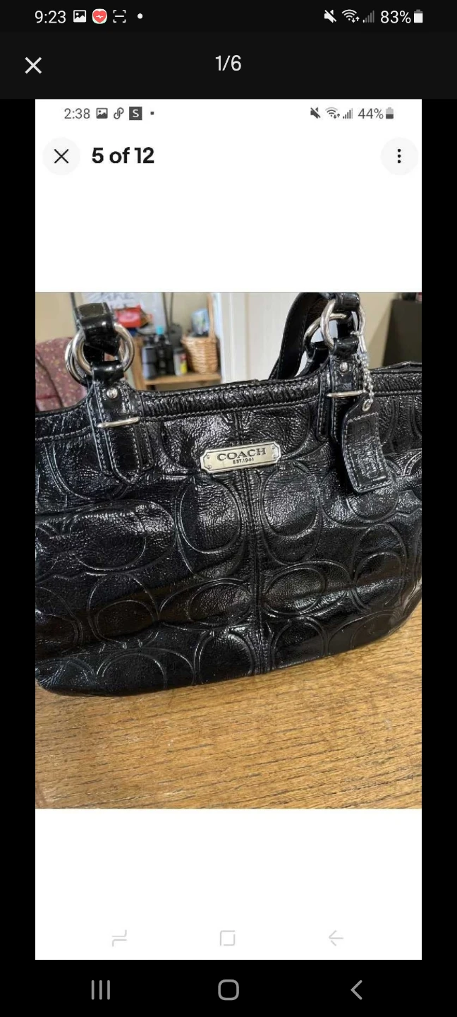 Coach Black Patent Leather Embossed Handbag