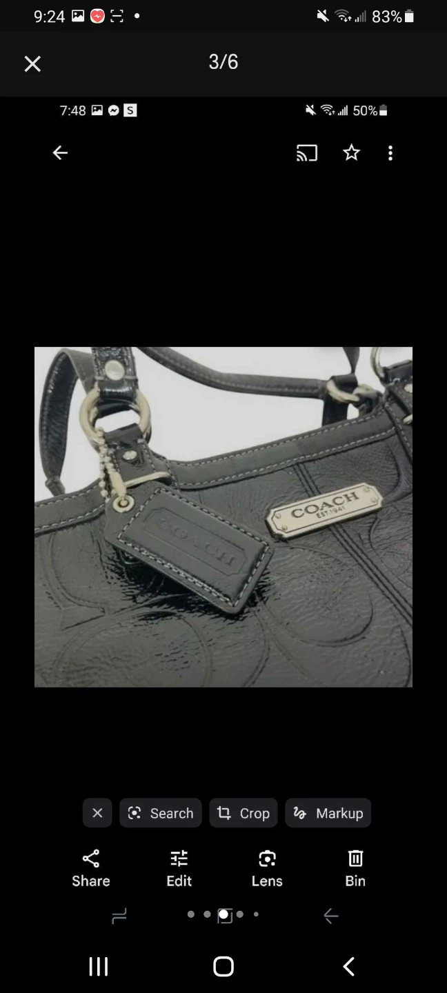 Coach Black Patent Leather Embossed Handbag - photo 2