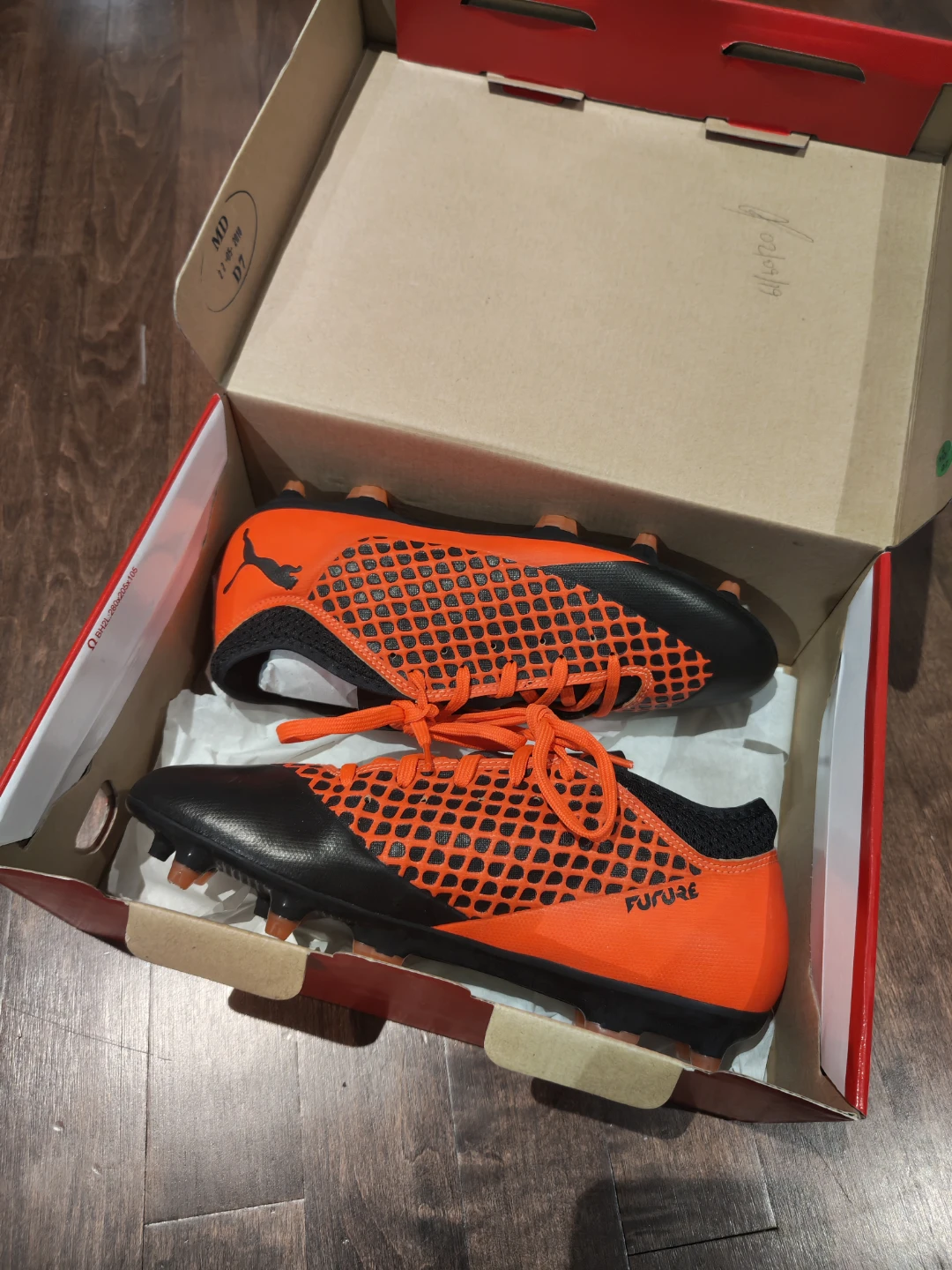 Puma Future 2.4 FG Jr Soccer Cleats - Orange/Black Size 5c (37)