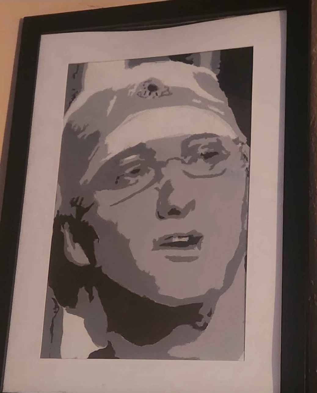 Framed Black and White Portrait Art of Eminem