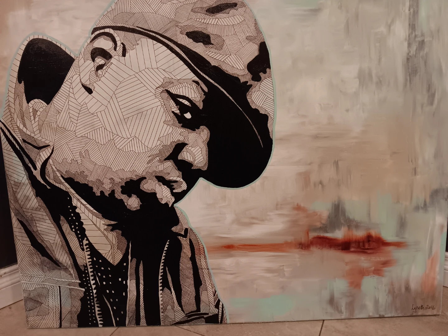 Painting of biggie smalls done by Morgan Lyneth 2016 - photo 3