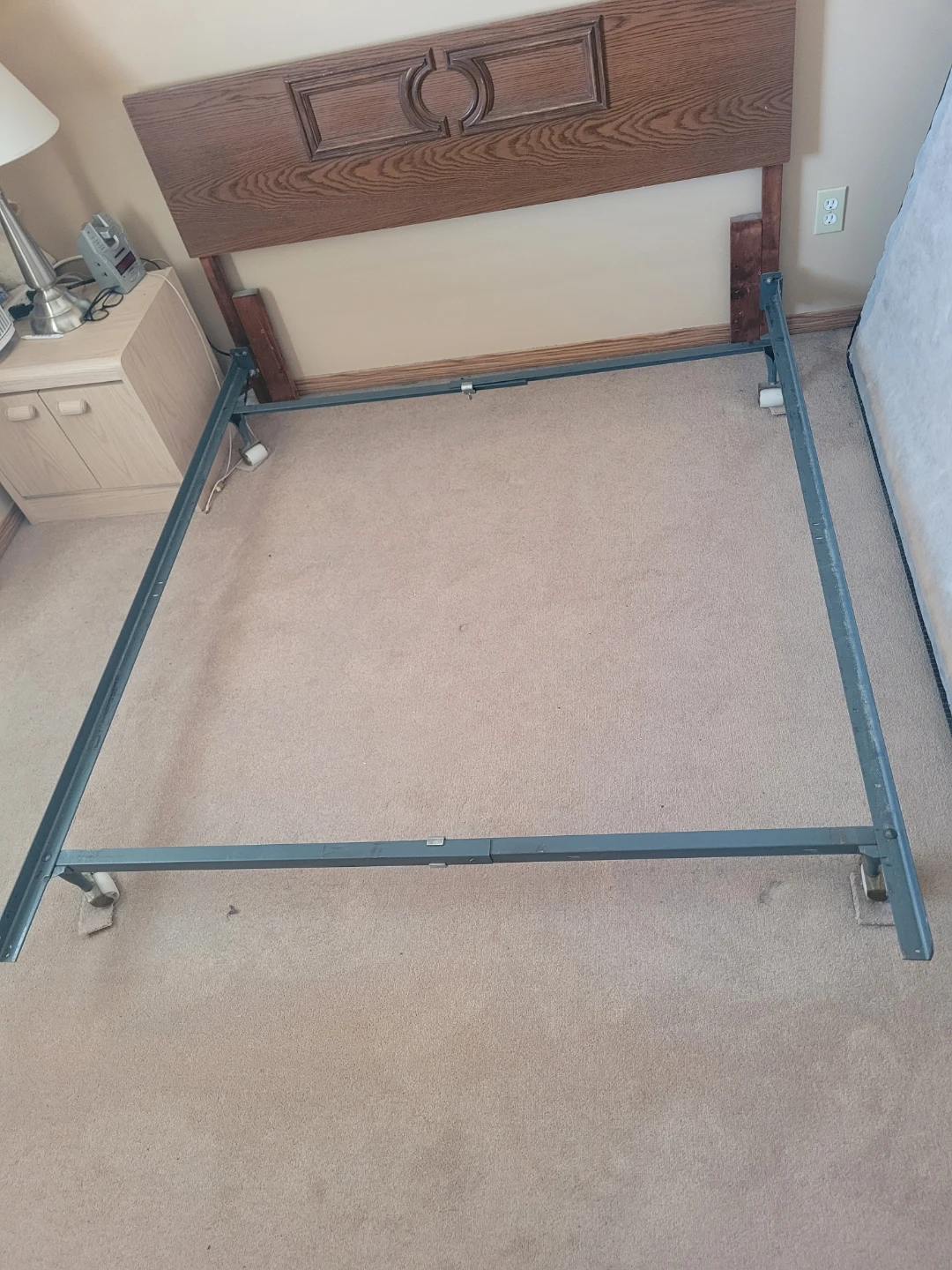 Oak Headboard with Metal Bed Frame