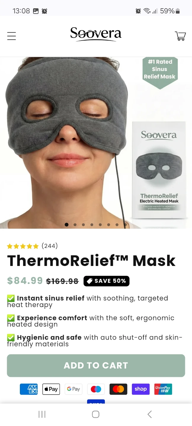 SeoVera ThermoRelief Electric Heated Mask
