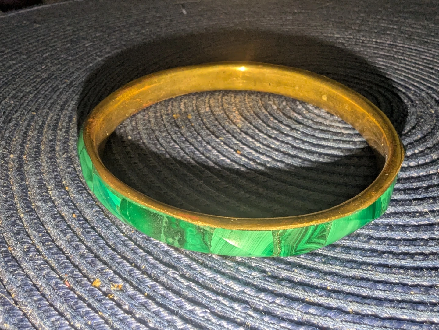Malachite and Brass Bangle Bracelet - photo 2