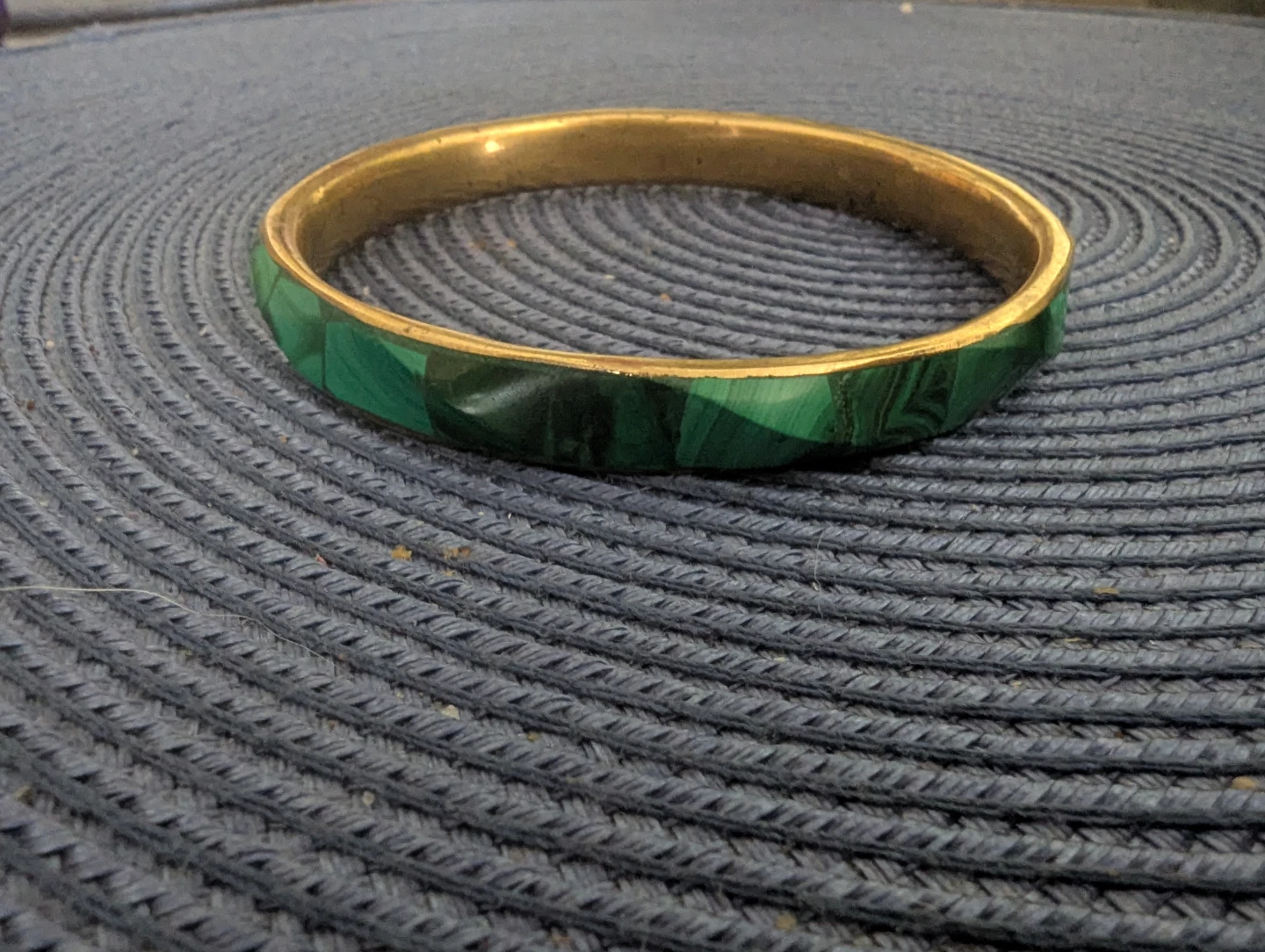 Malachite and Brass Bangle Bracelet - photo 3