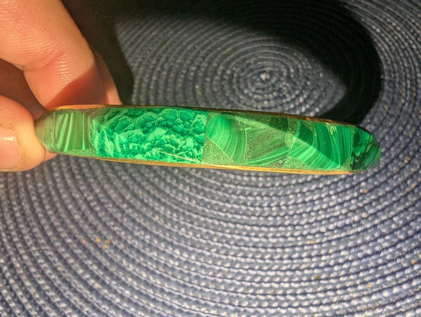 Malachite and Brass Bangle Bracelet - photo 5
