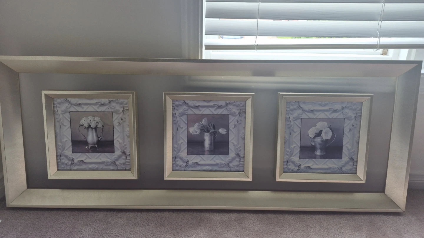 Framed Painted Flowers Wall Art