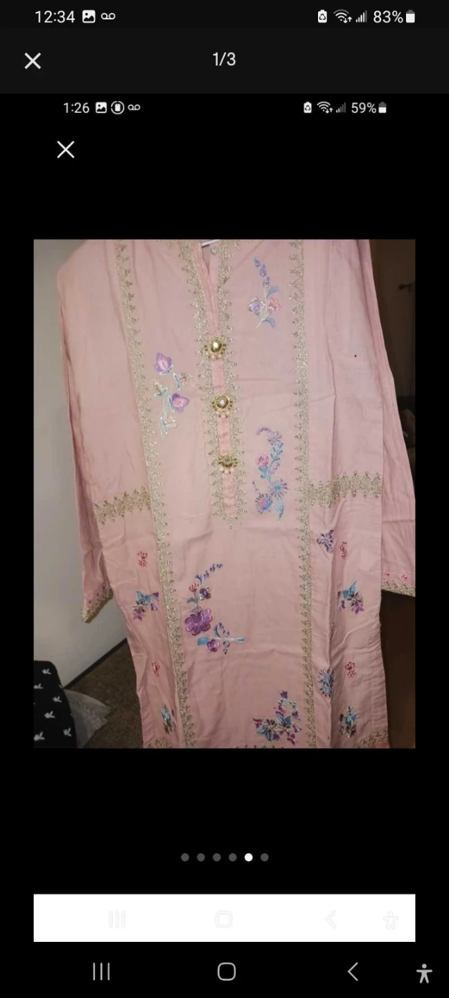 Light Pink Embroidered Kurti women